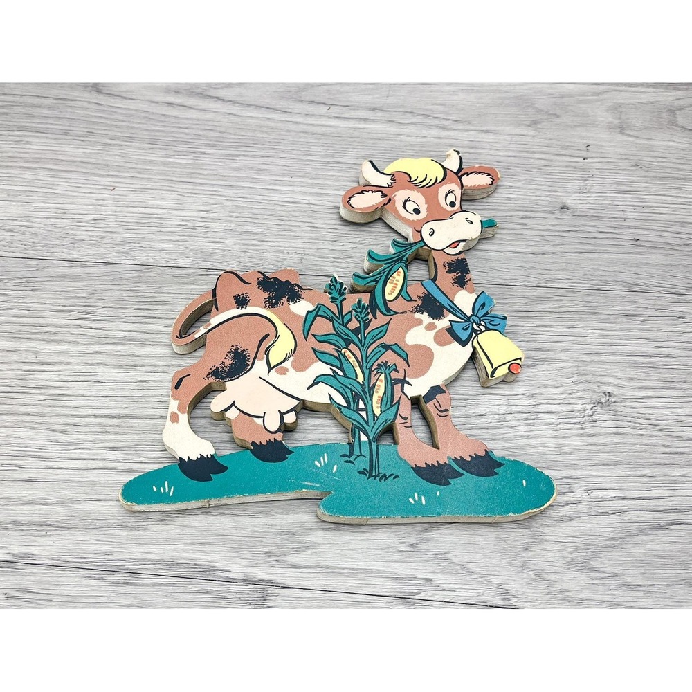 Kitschy Cow Wall Decor: Vintage Farmhouse Hanging, USA Made